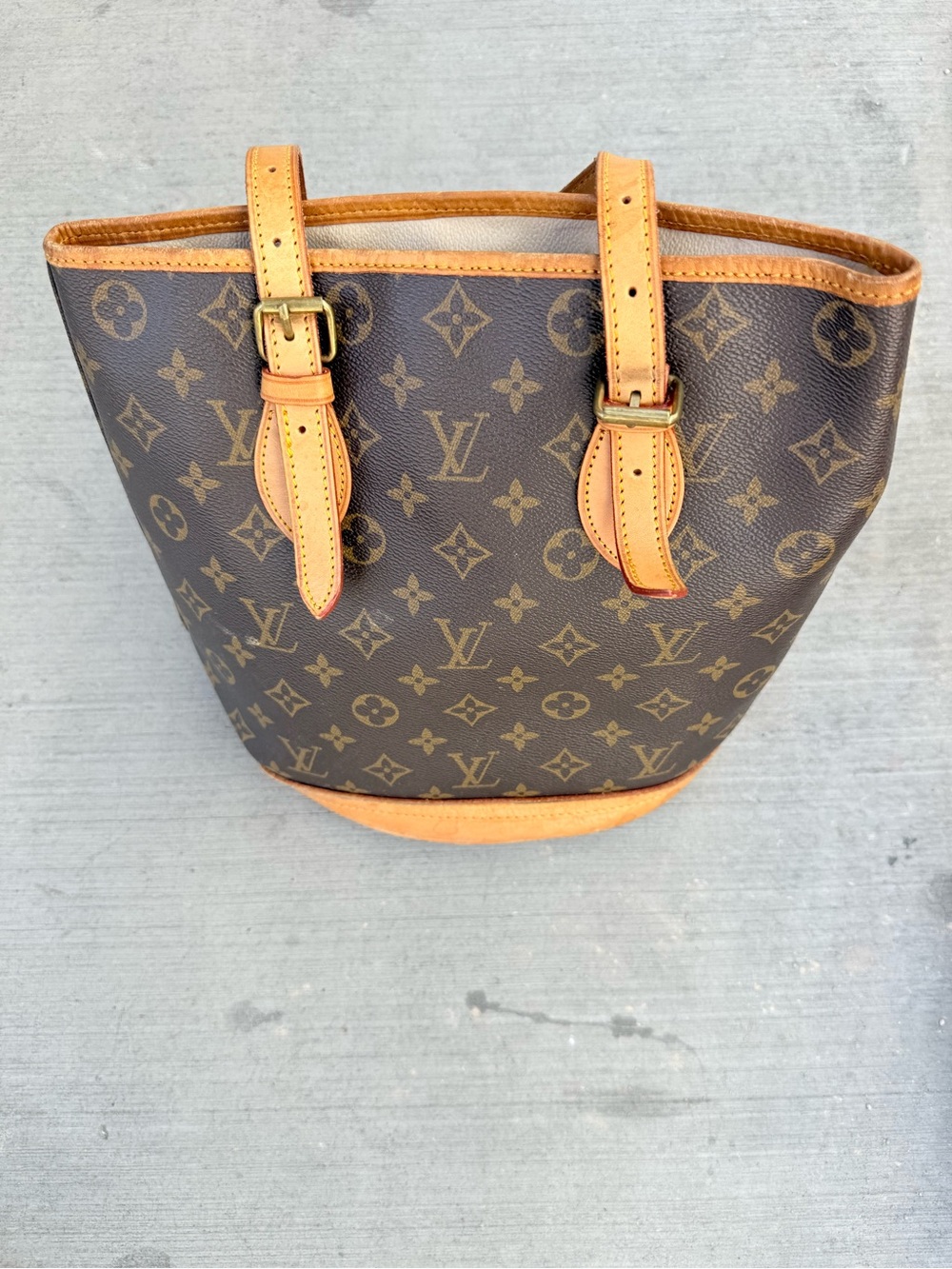 Louis Vuitton Monogram Canvas Bucket Tote with Vachetta Straps